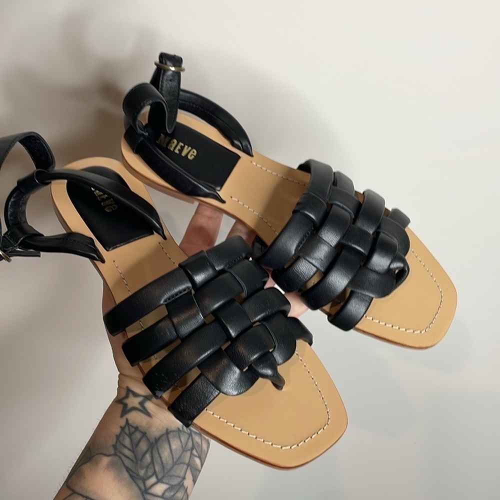 Maeve Anthropologie | Black Woven Puff Sandals Size 9 NWOB - Picture 2 of 6